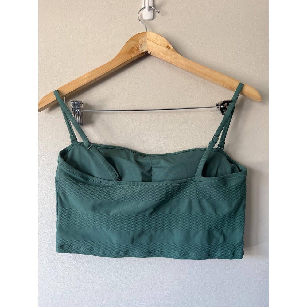 Aerie Teal Green Textured Chevron Bandeau Top Adjustable Straps Medium - Picture 6 of 7
